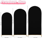 Wedding Arch Covers Arch Backdrop Cover Arch Stand Covers 7.2FT 6.6FT 6FT Set of 3 Arch Cover Spandex Fabric Stretchy Backdrop for Wedding Birthday Party Decoration Baby Shower (Black, Cover Only)