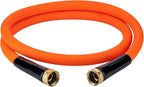 EASTRANS Short Garden Hose 10 ft x 5/8", Heavy Duty Orange Water Hose with Female to Female Brass Connector for All-weather Outdoor