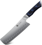 FINTISO 7" Nakiri Knife, Vegetable Chopping Knife with G10 Ergonomic Handle, Japanese High Carbon Stainless Steel Sharp Kitchen Cleaver in Gift Box