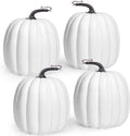 Artmag 6 Inch Large Artificial Pumpkins, 4PCS Big White Faux Foam Harvest Pumpkins for Fall Autumn Thanksgiving Seasonal Holiday Decor