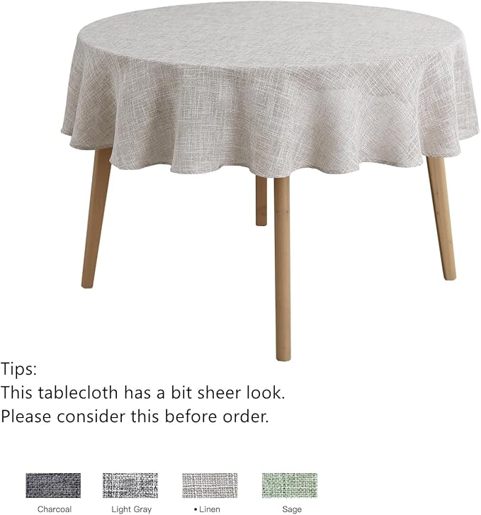maxmill Flaxy Faux Linen Tablecloth with 2-Tone Slubby Texture Wrinkle Resistant Anti-Shrink Soft Table Cloth for Kitchen Dining Restaurant Tabletop for Event Holiday Dinner Round 70 Inch Linen