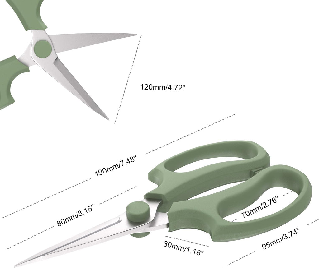 Housolution Flower Scissors, Strong Floral Shears,3PCS Premium Steel Garden Pruning Shears Floral Fruits Leaf Scissors Hand Pruner Snip Trimming Tool for Gardening Flower Arrangement, Green