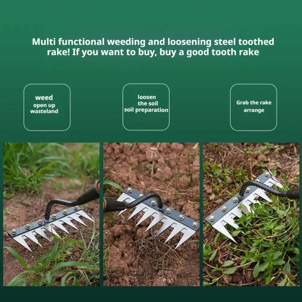 Gardenia Iron Weeding Rake, 2025 Gardenia Iron Weeding rake, Ironrake The Heavy-Duty Irons Weedings Rakes,Irons Rakes for Gardening and Weedings (5 Teeth) (8 Teeth)