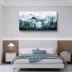 FUHAIHUA Wall Decorations For Living Room Canvas Wall Art For Bedroom Office Wall Decor Hotel Room Mural Misty Forests Trees Paintings Ink Landscape Pictures Artwork Modern Home Decor 20x40 In