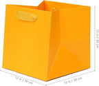 Orange Square Gift Bag 12 in Paper Gift Box Large Square Bottom Kraft Paper Bags with Handles for Party Favor, Birthday Gift Bags (Orange, 12 x 12 x 12 in, 10 CT)