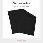 TEXTILOM Luxury 2 Pack Banded Cotton Bath Mats for Bathroom Floor [ Hotel, Spa, Tub, Shower Bath Mat Floor Towel Set ], Machine Washable & Soft & Absorbent & Quick Dry (20''x34'')- Black