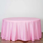Efavormart Round Tablecloth, 132 Inch Stain & Wrinkle Resistant Washable Table Cloth, Decorative Polyester Fabric Table Cover for Banquet, Wedding, Dining- Pink