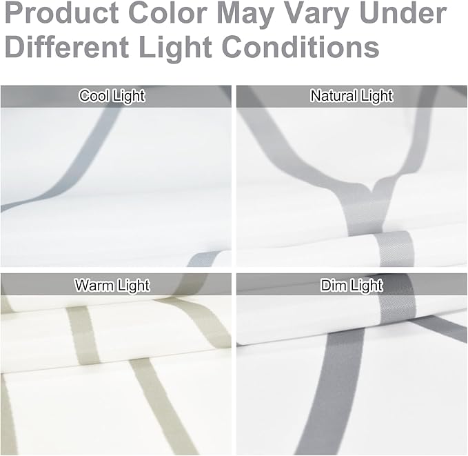 Punkray Grey and White Striped Polyester Shower Curtain for Bathroom with 8 Hooks, Weighted Hem, Waterproof Bath Accessories Hotel Style, 54 x 72