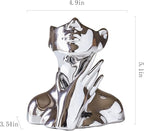 BrownLove Silver Ceramic Face Vase, Modern Silver Decorative Art Vase, Bookshelf Placed On The Desktop, Small Living Room, Office and Bedroom