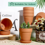 vensovo 4 Inch Terracotta Plant Pots with Saucer - 6 Pack Clay Flower Pots with Drainage, Great for Plants, Crafts, Wedding Favor
