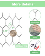 Garden Poultry Chicken Wire Netting - 48 '' × 100 ' Garden Fence Animal Barrier, Chicken Wire for Crafts, 1 inch Mesh Poultry Netting Fence, Pet/Rabbit/Chicken Wire Fencing