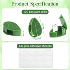 120 Pcs Plant Wall Clips, Plant Climbing Wall Fixture Clips, Wall Vines Fixing Clips with 144 Adhesive Stickers, Self-Adhesive Plant Fixer for Vine Support and Indoor Outdoor Decoration