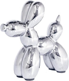 Creative Balloon Dog Statues Small Ceramic Animal Sculpture Modern Home Decor Living Room Desktop Decorations Bedroom Office Cabinet Ornament (Silver)