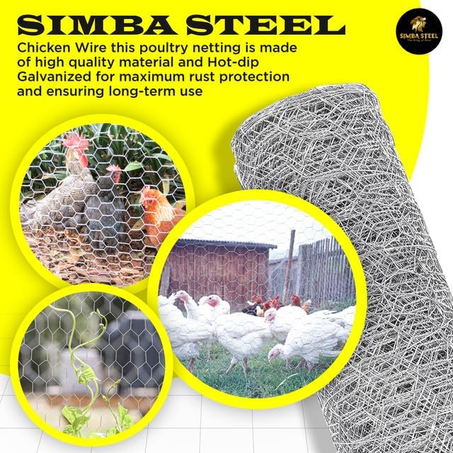 Chicken Wire 36 in x 150 FT x 2” Mesh x 20GA | Poultry Wire Netting | Hot Dipped Galvanised | Hexagonal Galvanized Mesh for Chicken Coop, Rabbit Cage, Fence Barrier PM36x150x2