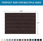H.VERSAILTEX Bathroom Rugs Bath Rugs for Bathroom Non Slip Bath Mats Extra Thick Chenille Striped Rug 17" x 24" Absorbent Soft Shaggy Washable Dry Fast Bath Mats for Bath Room Floor - Chocolate