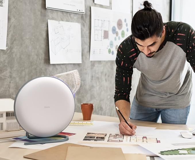 IQAir Atem Desk Air Purifier for Home, Office, Desktop, Small Room up to 150 sq ft, HyperHEPA Filter for Bacteria, Viruses, Allergens, Pets, Asthma, Pollen, Dust, Swiss Design, Made in Germany, White