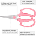 Housolution Flower Scissors, 3 Pack, Strong Floral Shears, Premium Steel Pointed Garden Pruning Shears Floral Fruits Leaf Scissors Hand Pruner Snip Trimming Tool for Gardening Flower Arrangement, Pink