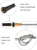 Expandable Metal Garden Hose 75 FT - 304 Stainless Steel Water Hose 75 FT - Heavy Duty non Kinking Flexible Garden Hose, no Bite