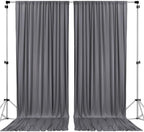 AK TRADING CO. 10 feet x 10 feet Charcoal IFR Polyester Backdrop Drapes Curtains Panels with Rod Pockets - Wedding Ceremony Party Home Window Decorations