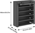 Laiensia 5-Tier Vertical Shoe Rack Organizer, Space Saving Shoe Storage Organizer, Non-Woven Cover Shoe Shelf Holds 20-25 Pairs for Bedroom, Hallway, Closet Entryway, Grey