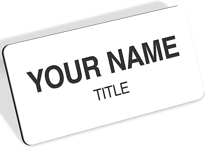 Name Tag, Magnetic White Name Tags, Personalized Name Tags, 1.5x3 Inches, Durable Engravable Impact Material, Made in The USA by My Sign Center