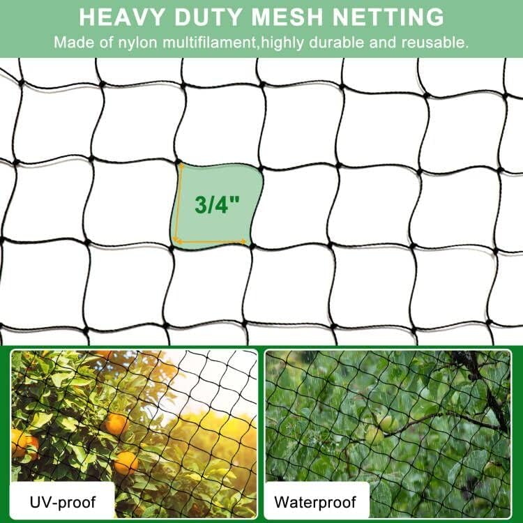 100'x100' Bird Netting for Chicken Coop, Nylon 3/4" Mesh Poultry Netting Chicken Nettings Roof Hawk, Aviary Net Deer Fence Garden Netting for Fruits Trees Plant