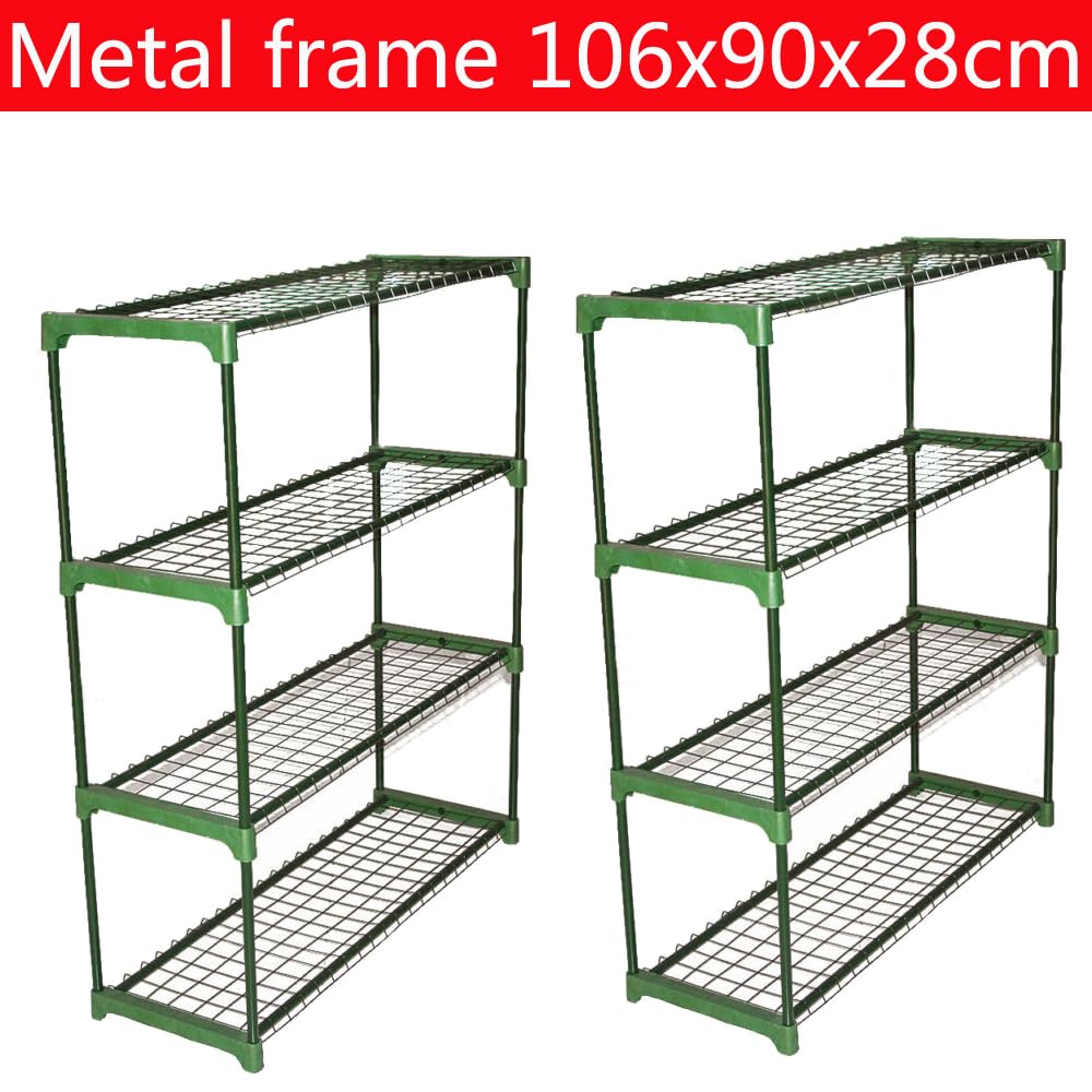 Panana 2 x Display Storage Racking for Garden Garage Greenhouse Staging Plant Stand Greenhouse 4-Tire Racking Shelving Unit for Garden Shed Garage
