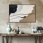 Abstract Wall Art Canvas Decor Abstract Art Paintings for Living Room Brown and Grey Fantasy Graffiti Pictures for Home Bedroom Kitchen Decorations 24x36 Inches with Black Frame