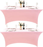 2-Pack 4ft Spandex Table Covers for Rectangular Folding Tables - Wrinkle Resistant Stretch Tight Table Cloths - Ultimate Fitted Table Protector for Parties, Banquet, and Wedding