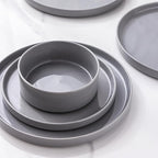 GBHOME Dinnerware Set for 6, 18 Piece Speckled Plates and Bowls Set with Glazed Bottom, Chip & Scratch Resistant Stoneware Plates Sets, Dishwasher & Microwave Safe Dishes, Limestone