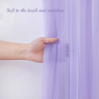 20×10ft Purple Tulle Backdrop Curtain with Lights String for Parties, Sheer Photo Backdrop Curtains for Wedding Party Photography Background