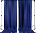 AK TRADING CO. 10 feet x 10 feet Polyester Backdrop Drapes Curtains Panels with Rod Pockets - Wedding Ceremony Party Home Window Decorations - Navy Blue