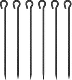 1/2 inch Rebar Stakes 36 Inches Long 6 Pack Steel Tent Anchors Heavy Duty Metal Tree Stakes and Supports Steel Ground Anchor for Outdoor Camping, Garden Path, Fence, Walkway and Canopy (Black)