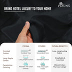 Pizuna 100% Cotton King 3 Pc Duvet Cover + 1 Pc Fitted Sheet Set 400 Thread Count Black Sateen Weave Luxurious Long Staple Cotton 4 Piece Bedding Set - 1 Duvet Cover, 2 Pillow Shams, 1 Fitted Sheet