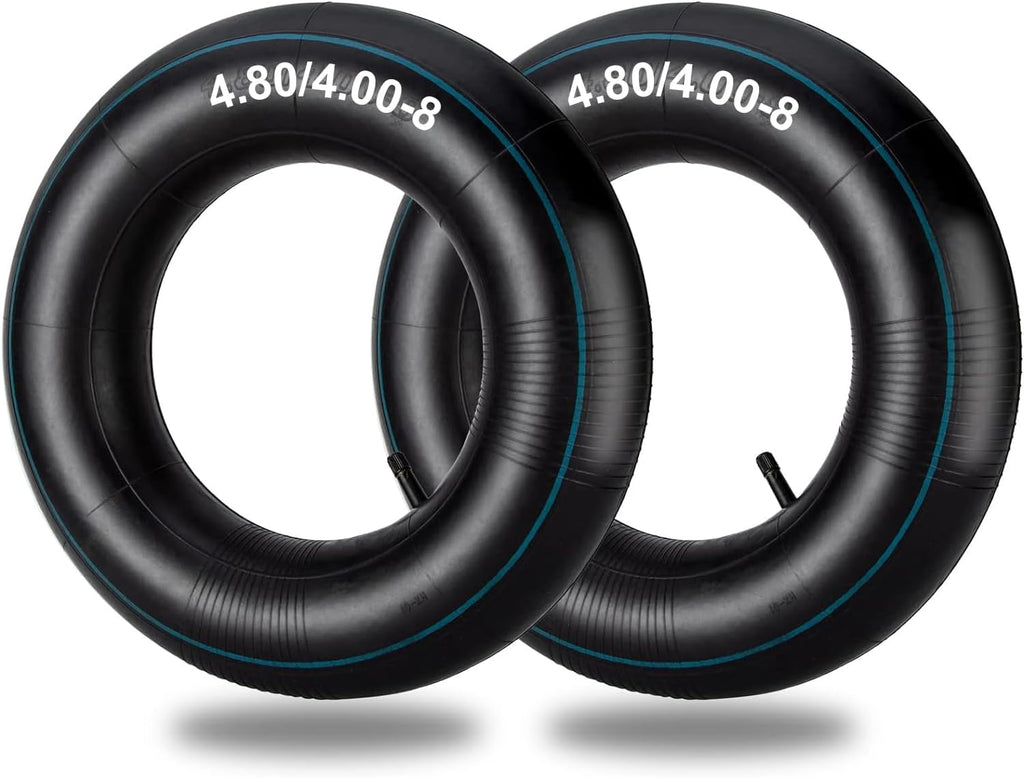 4.80/4.00-8" Inner Tubes, 2 Pack Heavy Duty 4.80 4.00-8/480/400-8 Replacement Tire Inner Tube with Straight Valve Stem for Wheelbarrows, Lawn Mowers, Hand Trucks, Trailers, Tractor, 8" Carts
