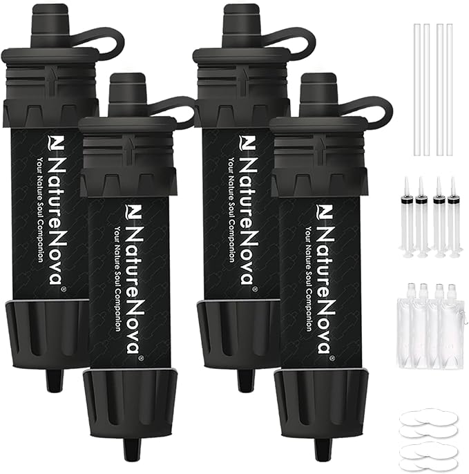 Mini Water Filter NatureNova Portable Emergency Water Filtration System Hiking Camping Straw Survival Gear Emergency Preparedness