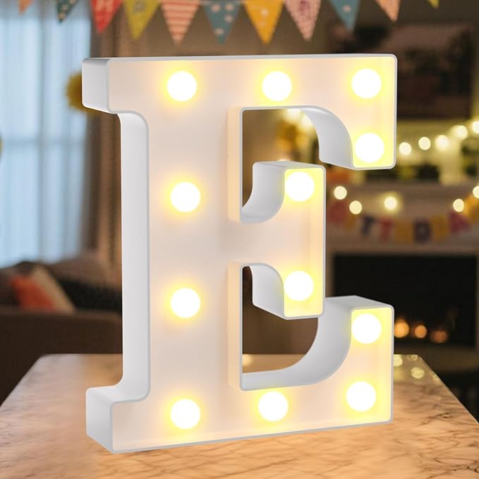 LED Marquee Light Up Letters Sign - Lighted Letters Alphabet for Birthday, Graduation, Bar Wall & Table Party Decor, Wedding Anniversary and Christmas Decorations, Letter E