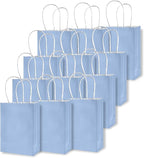 qiqee 50-Packs Light Blue Paper Gift Bags with Handles Bulk 4.5"x2.5"x6" Mini Size Party Favor Bags Multiple Uses