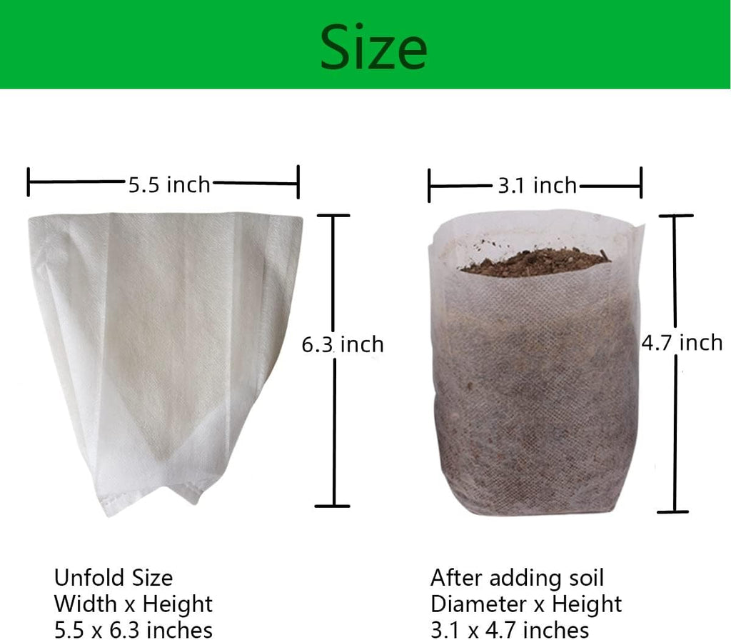 gardtree Plant Nursery Bags 5.5 * 6.3 inches 400PCS, Non-Woven Plant Grow Bags Fabric Seedling Starter for Vegetable Flower Fruit Saplings Tree, Home Garden Supply