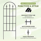 Idzo Decorative Metal Trellis for Climbing Plants Outdoor, Anti-Corrosion Powder Coated Garden Trellis, Sturdy Long Spikes, 48 Inch