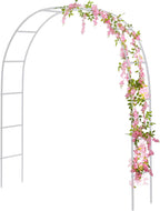 RUBFAC 94" Metal Wedding Arch Frame, White Garden Trellis for Climbing Plants Outdoor, Garden Arbors and Arches Party Archway for Flower Rose Vines Birthday Bridal Christmas Decoration