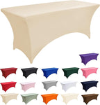 2-Pack 8ft Spandex Table Covers for Rectangle Folding Tables - Washable Elastic Tablecloth - Ultimate Fitted Table Protector for Birthday Parties, Trade Shows, Banquet