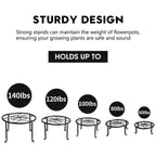 Autopromake 5 Pack Metal Plant Stands,Heavy Duty Potted Holder for Flower Pot,Indoor Outdoor Metal Rustproof Iron Garden Container Round Supports Rack for Planter