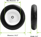 Parts Camp Wheelbarrow Tires,3.50-8" Flat-free Solid Tire and Wheel,Universal Fit 14.5" Wheelbarrow Tire For Garden Carts/Wheelbarrows/Trolley Dolly With 5/8" Axle Bore Hole,3" Centered Hub(2 Pack)