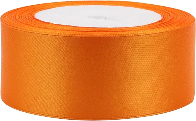 Orange Solid Satin Ribbon 1-1/2 Inch 25 Yards Solid Polyester Fabric Ribbon for Gift Wrapping Wedding Christmas Baby Shower Birthday Party Decoration Handmade Immortal Flower Craft