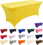 10-Pack 6ft Spandex Table Covers for Rectangle Standard Folding Tables - Wrinkle Resistant Stretch Tablecloths - Ultimate Fitted Table Protector for Parties, Banquet, Wedding