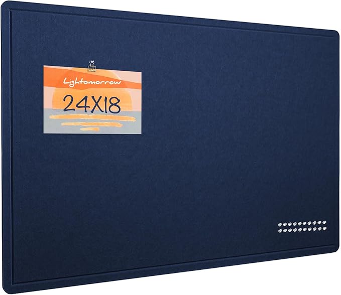 Bulletin Board, 24 x 18 inches Felt Board Decorative Pin Board, Cork Board Alternative for Wall, Foldable Photo Board Self-Adhesive Vision Board Mood Board with 20 Pushpins - Dark Blue