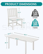 SERWALL Outdoor Dining Chairs Set of 2, All-Weather HDPE Patio Armless Chairs, White