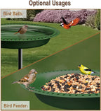Garbuildman Upgraded 5-Prong Base Bird Bath with Metal Stake, Detachable Decoration Bowl Spa & Freestanding Birdfeeder for Outdoor Garden, Oval Style, Green