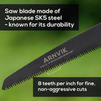 Nordic Pruning Saw for Gardening & Folding Saw Bushcraft - Arnvik - 8 Teeth per Inch - 8 in Hardened SK5 Steel Blade for Wood - For Cutting Trees in Your Garden or Firewood when Camping